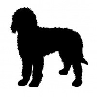 Full-black fluffy domestic animal silhouette tattoo design