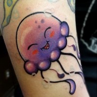 divertente medusa viola femminile tatuaggio su braccio