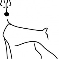 Funny outline standing doberman tattoo design