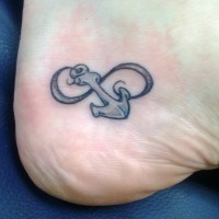 Funny small anchor infinity tattoo on heel