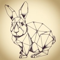 Geometric rabbit in full growth tattoo design