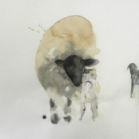 Ghostly watercolor sheeps tattoo design