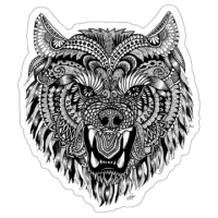 Gnarling patterned wolf tattoo design