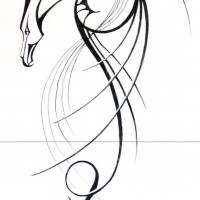 Good elegant thin-line dragon silhouette tattoo design - Tattooimages.biz