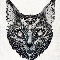 Gorgeous black-ink ornamented animal tattoo design