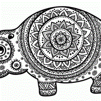 Gorgeous plump mandala-patterned hippo tattoo design