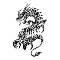 Great black tribal dragon silhouette tattoo design - Tattooimages.biz
