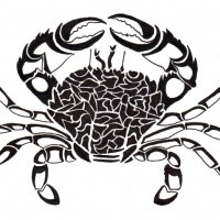Great black-ink crab tattoo design