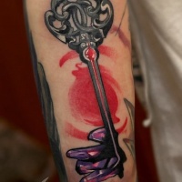 Great key tattoo on forearm