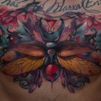 Great stag beetle tattoo on chest