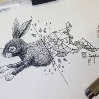 Hurried outline rabbit tattoo design by Grumpy Goat - Tattooimages.biz