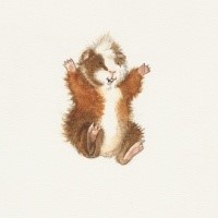 Happy brown-and-white jumping rodent tattoo design