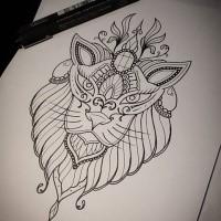 Kind dotwork lion and geometric figures tattoo design by Silvestar97 ...