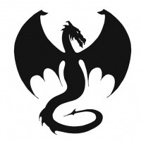 Large black-ink dragon silhouette tattoo design