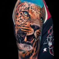 Leopard tattoo on shoulder