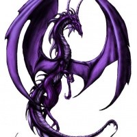 Marvelous cartoon violet flying dragon tattoo design