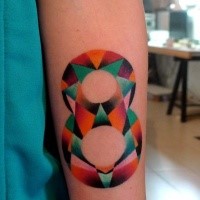 Medium size colored forearm tattoo of eight number