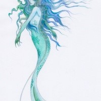Mystic blue-color mermaid tattoo design