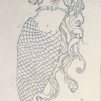 Nice colorless mermaid wanting to get up tattoo design