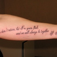 Nice romantic quote tattoo for sweethearts on arm