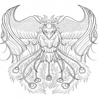 Old severe colorless phoenix tattoo design by Devorart