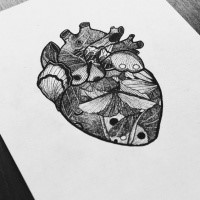 Original grey butterfly human heart tattoo design - Tattooimages.biz