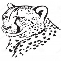 Outline blind-eyed running cheetah tattoo design - Tattooimages.biz