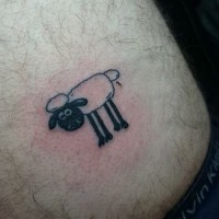 Simple black-and-white sheep tattoo on side
