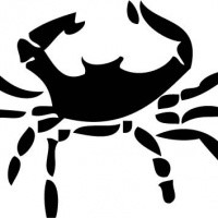 Simple black-ink crawling crab tattoo design