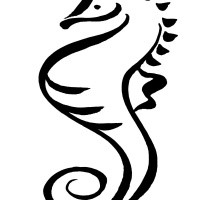 Simple thick outline seahorse silhouette tattoo design