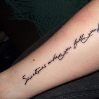 Sometimes when you fall you fly quote tattoo on arm