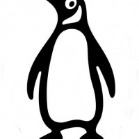 Super black outline penguin tattoo design