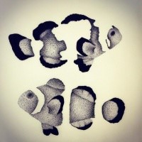 Sweet dotwork clawn fish couple tattoo design