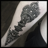 Tattoo with Tri-blade Tibetan dagger from Shadow movie
