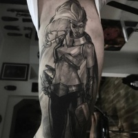 Thor girl tattoo on inner arm