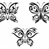 Three different tribal butterfly tattoo designs