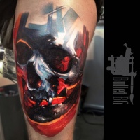 Vivid colors skull tattoo