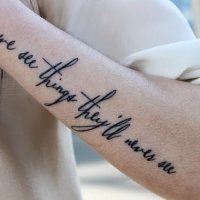 We see things theyll never see quote tattoo on arm