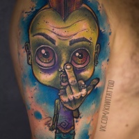 Zombie punk tattoo on shoulder