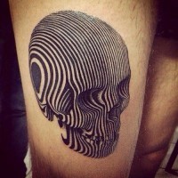 Entzückende schwarze Tinte Linien Schädel Tattoo