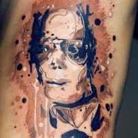 Abstract style colored arm tattoo of Michael Jackson