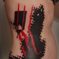 Abstract style colored side tattoo
