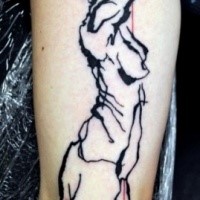 Abstract style colored tattoo of human silhouette