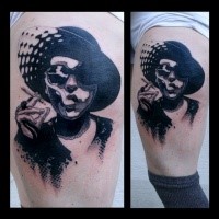 Abstract style colored tattoo of smoking man
