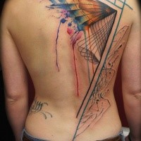 Abstract style colored whole body tattoo of mystical symbol