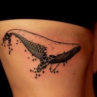 astratto stile geometrico balena tatuaggio su coscia