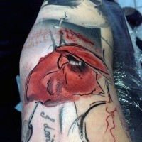 Tatuaje en el brazo,
amapola exquisita abstracta