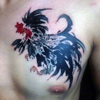 Tatuaje de gallo abstracto  en el pecho