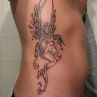 Adorable sexy fairy tattoo on ribs