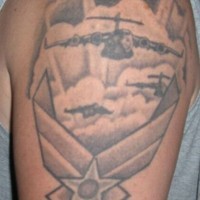 Airplanes us army tattoo on arm